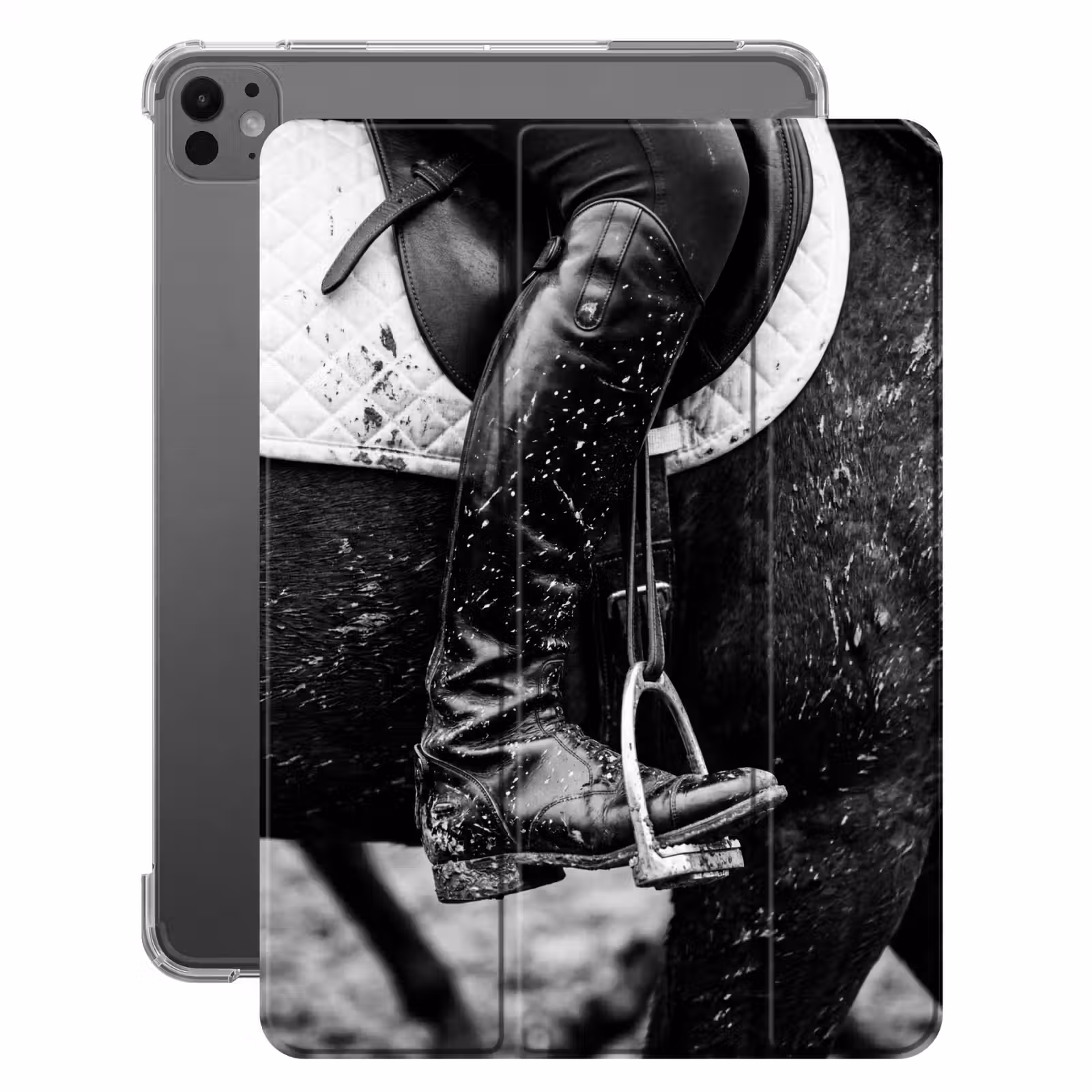 iPad-Hülle - Pferd - Sport - Schwarz - Weiß — 1