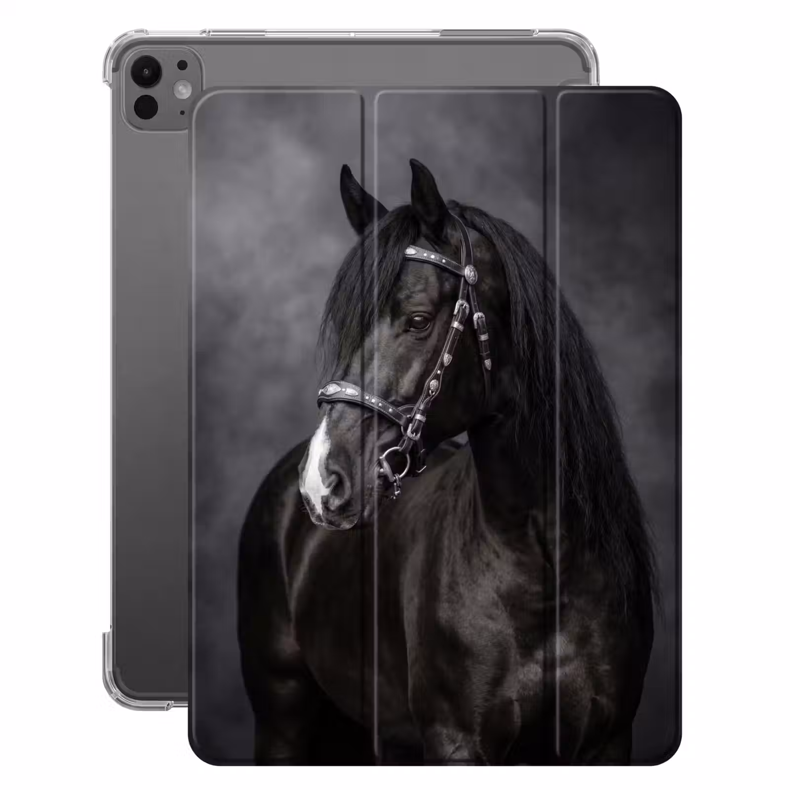 iPad-Hülle - Porträt - Pferd - Schwarz — 1
