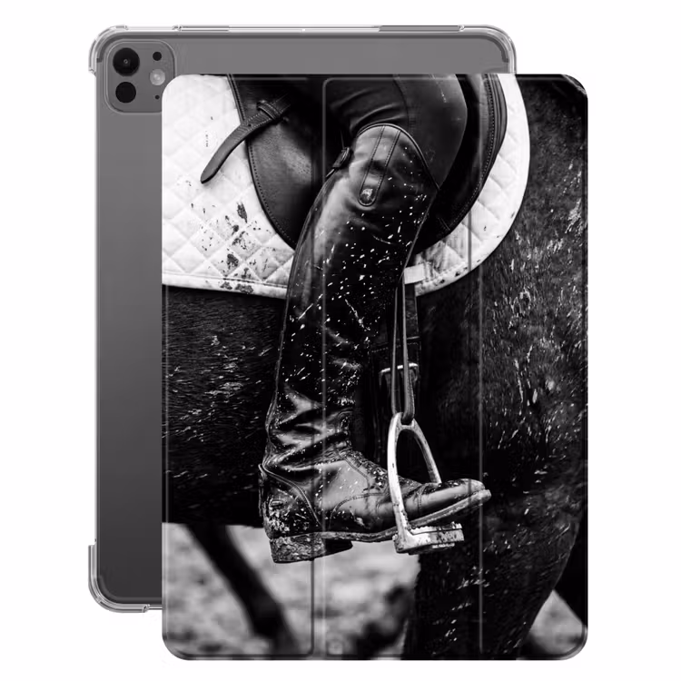 iPad-Hülle - Pferd - Sport - Schwarz - Weiß — 1