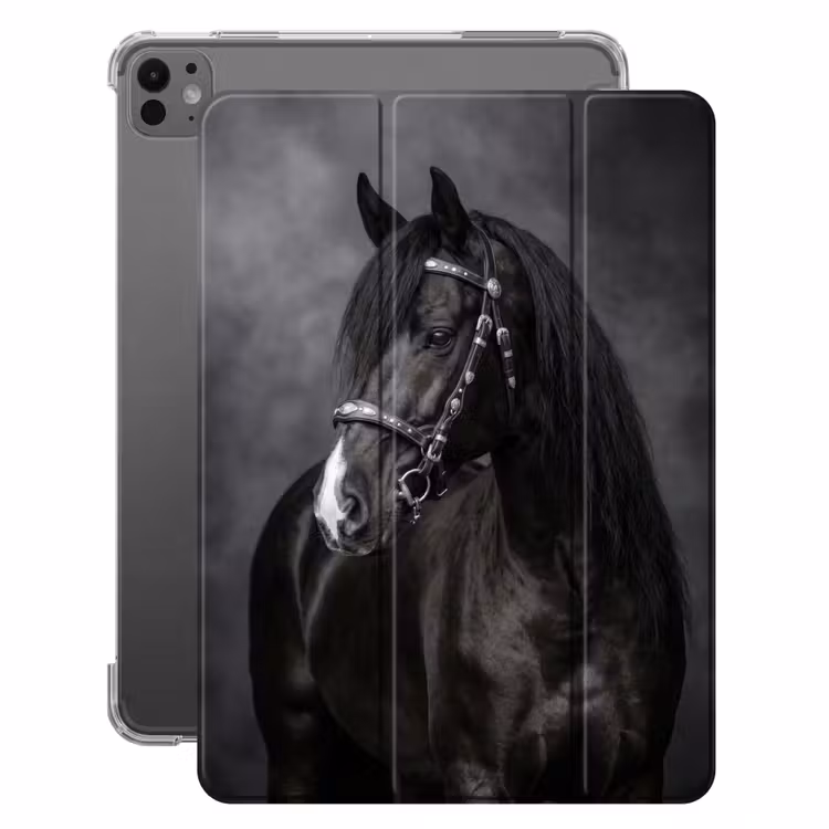iPad-Hülle - Porträt - Pferd - Schwarz — 1