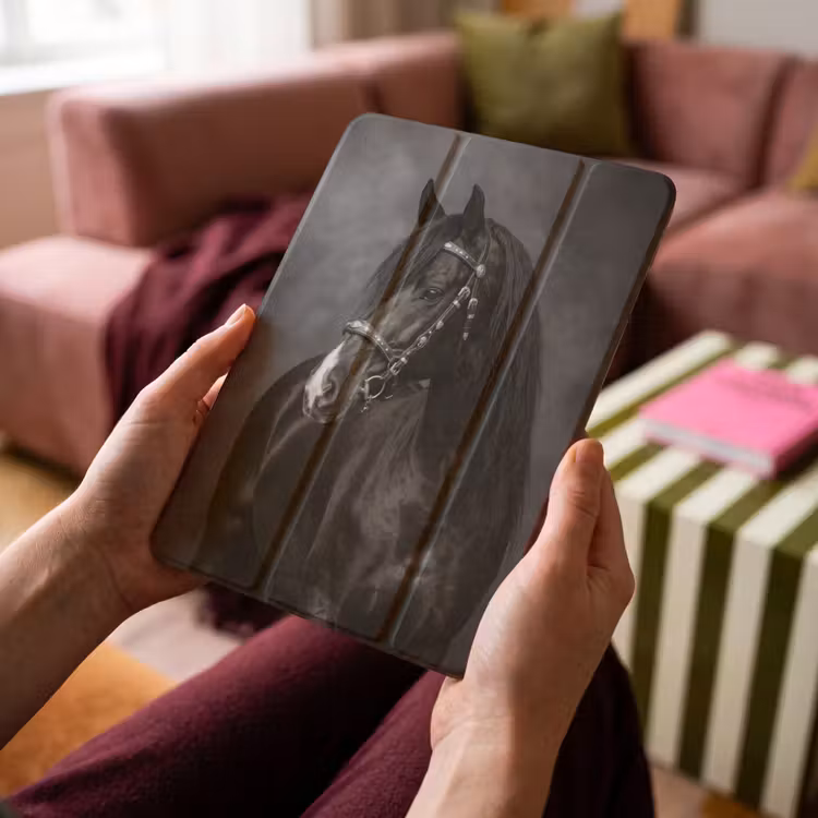iPad-Hülle - Porträt - Pferd - Schwarz — 4
