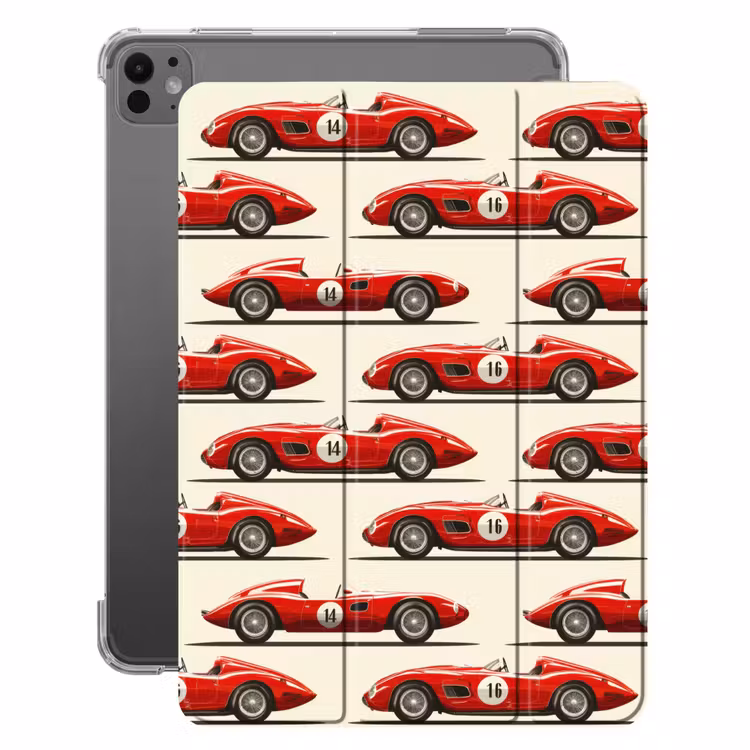iPad-Hülle - Rennwagen - Retro - Rot — 1