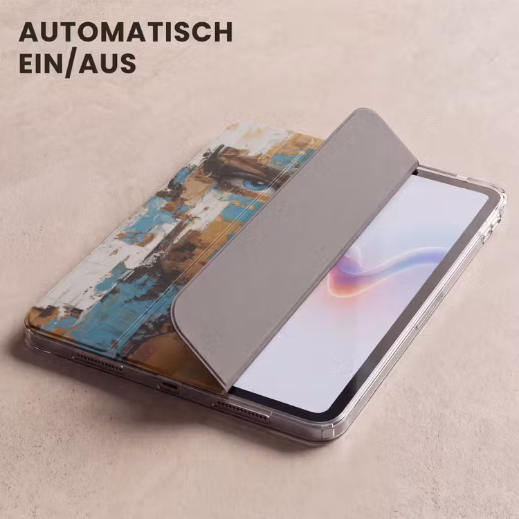 iPad-Hülle - Abstrakt - Pinselstriche - Blau - Gesicht — 5