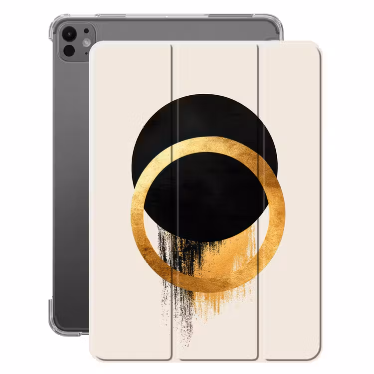 iPad-Hülle - Abstraktes Design - Schwarzer Kreis - Farbflecken — 1