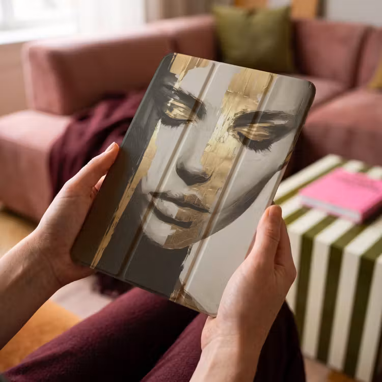 iPad-Hülle - Augen - Gesicht - Gold - Streifen — 4