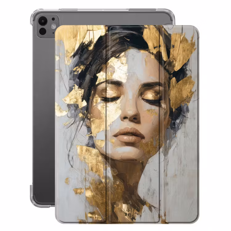 iPad-Hülle - Geschmückt - Frau - Gold - Augen — 1