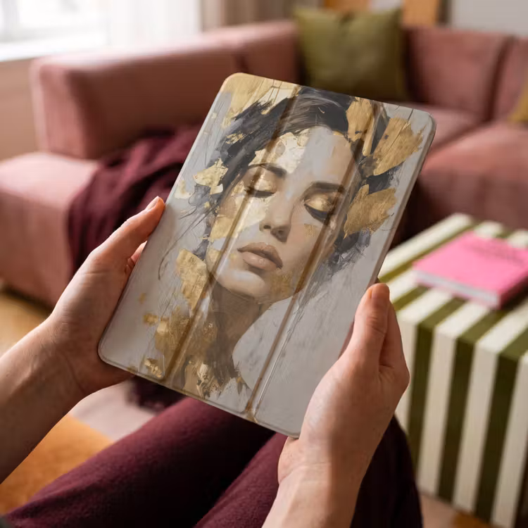iPad-Hülle - Geschmückt - Frau - Gold - Augen — 4