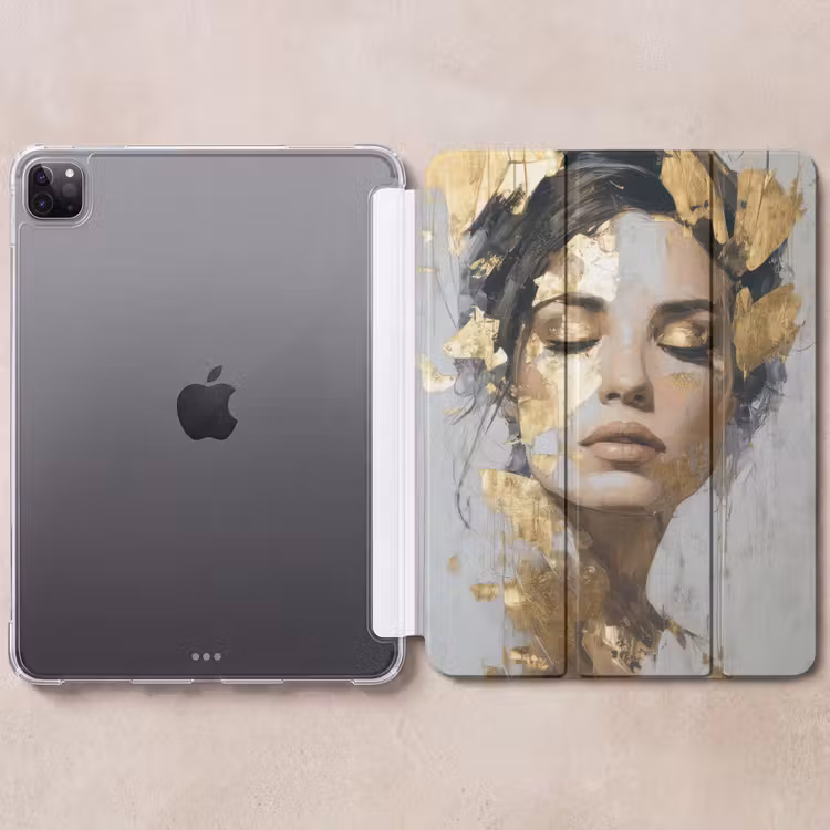 iPad-Hülle - Geschmückt - Frau - Gold - Augen — 6