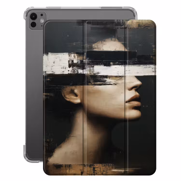 iPad-Hülle - Gesicht - Frau - Schwarz - Abstrakt — 1