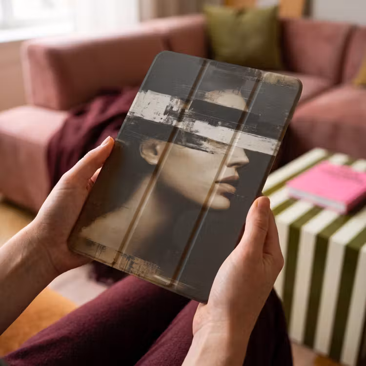 iPad-Hülle - Gesicht - Frau - Schwarz - Abstrakt — 4
