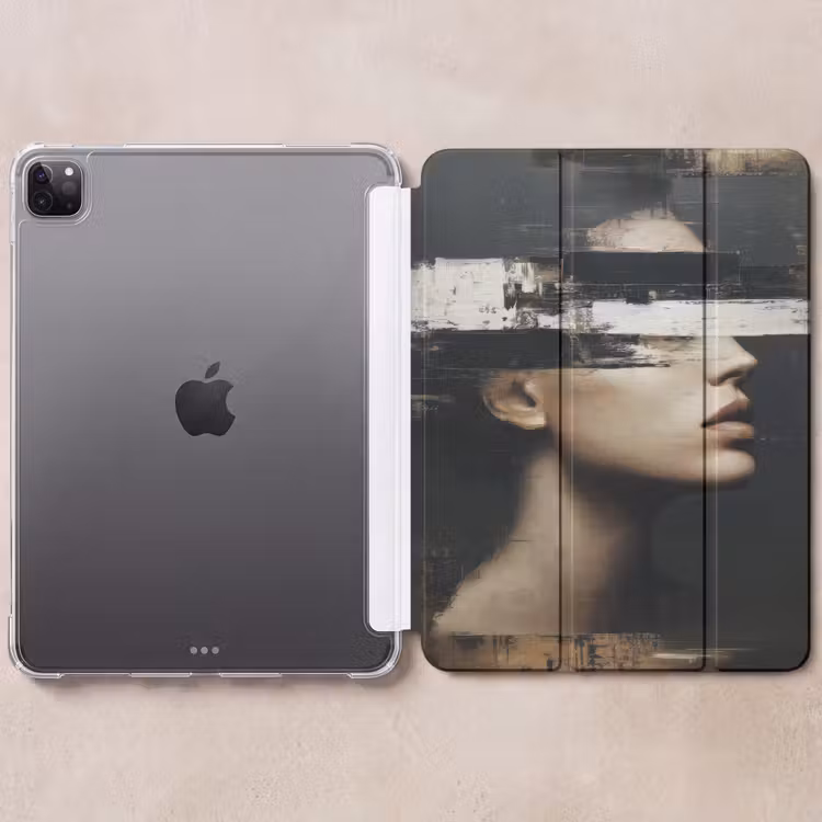 iPad-Hülle - Gesicht - Frau - Schwarz - Abstrakt — 6