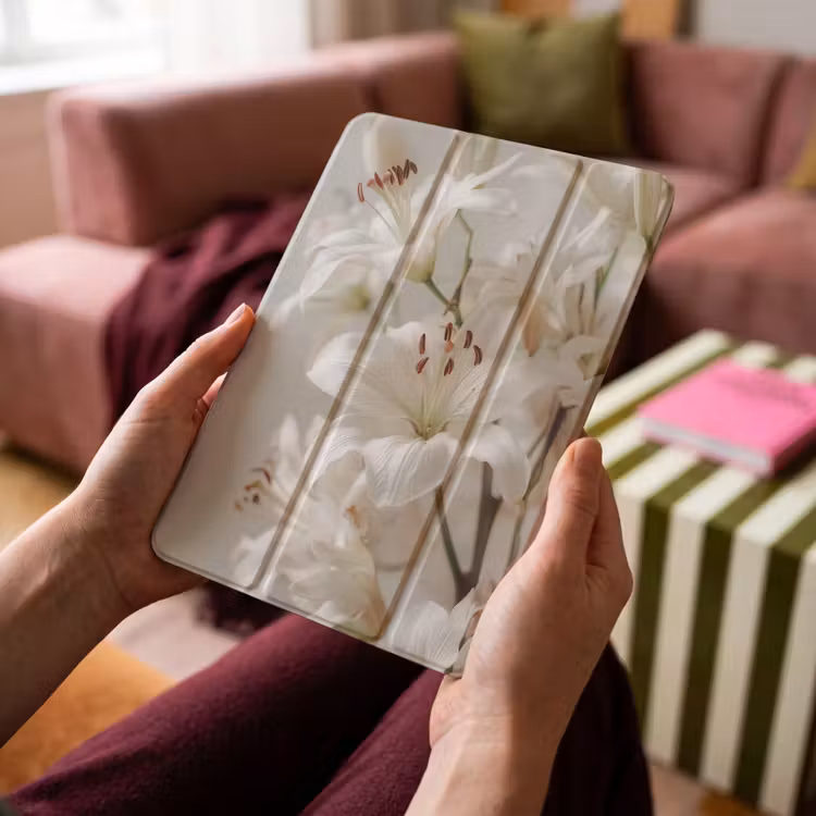 iPad-Hülle - Lilien - Boekte - Weiß - Staubgefäße — 4