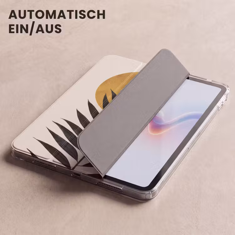 iPad-Hülle - Schwarzes Palmblatt - Goldener Kreis - Beigefarbener Hintergrund — 5