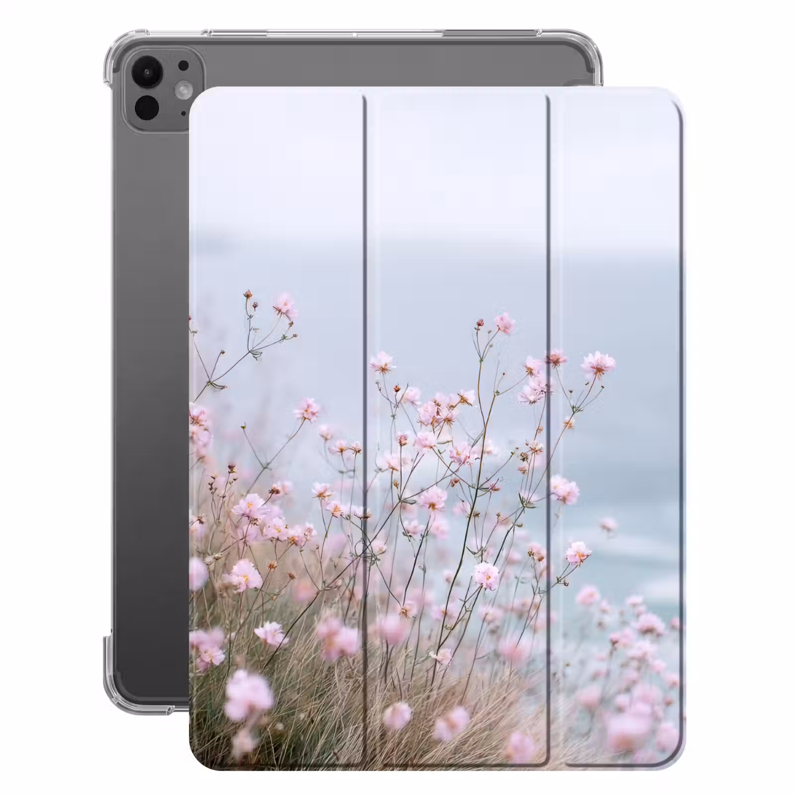 iPad-Hülle - Klippe - Blumen - Meer - Rosa — 1
