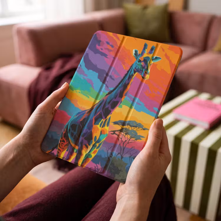 iPad-Hülle - Giraffe - Savanne - Luft - farbig — 4