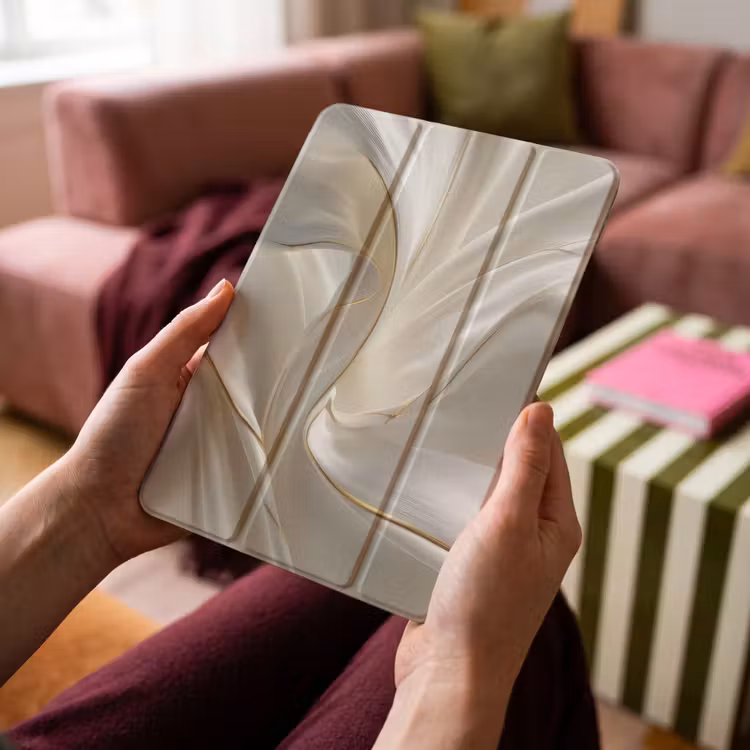 iPad-Hülle - Stoff - Plissee - Gold — 4