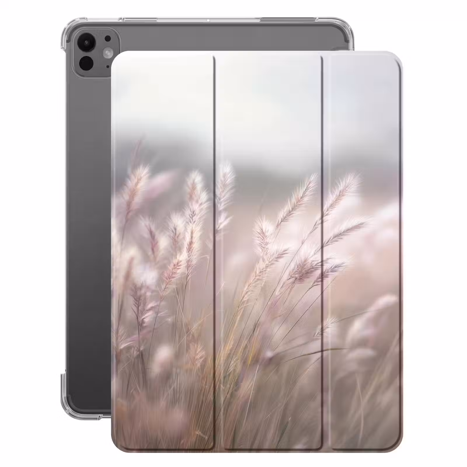 iPad-Hülle - Grasbüschel - Wind - Beige - Neblig — 1