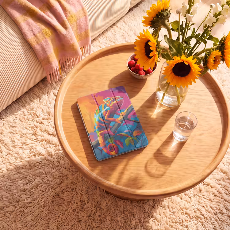 iPad-Hülle - Chamäleon - Zweig - Gestreift - Blätter — 2