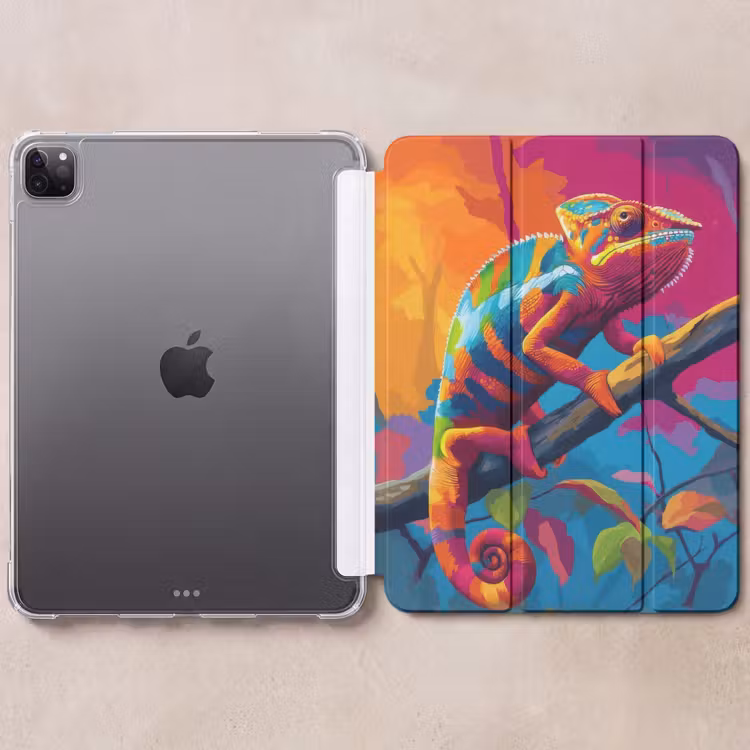 iPad-Hülle - Chamäleon - Zweig - Gestreift - Blätter — 6