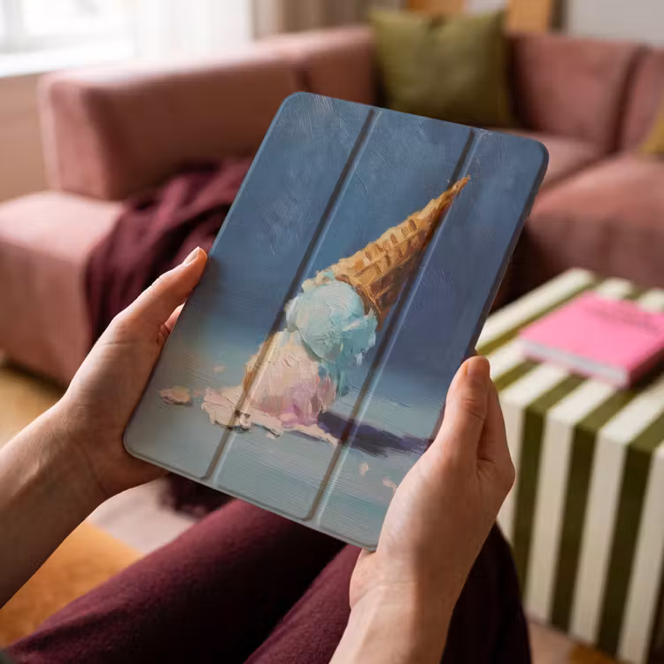 iPad-Hülle - Eiswaffel - Kugeln - Schmelzen - Rosa — 4