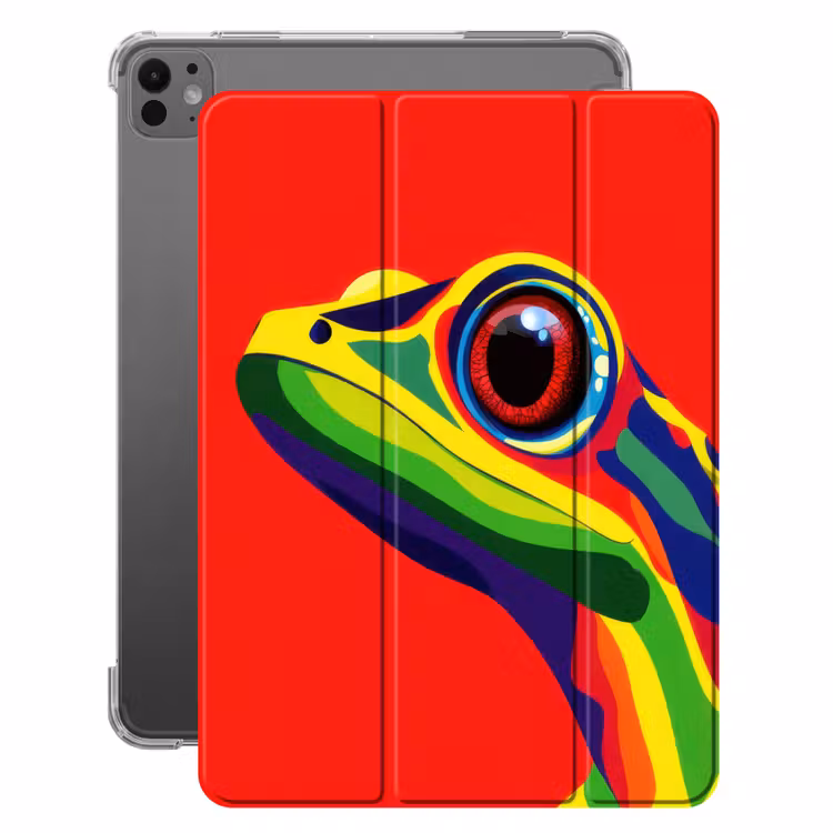 iPad-Hülle - Frosch - Bunt - Gestreift - Augen — 1