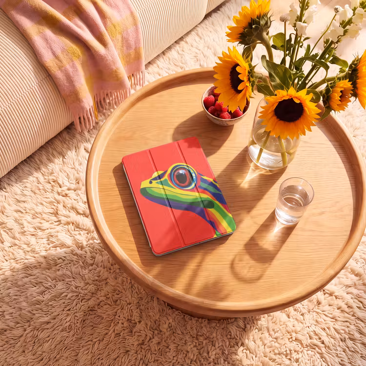 iPad-Hülle - Frosch - Bunt - Gestreift - Augen — 2