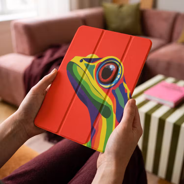 iPad-Hülle - Frosch - Bunt - Gestreift - Augen — 4
