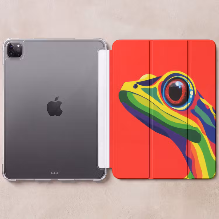 iPad-Hülle - Frosch - Bunt - Gestreift - Augen — 6