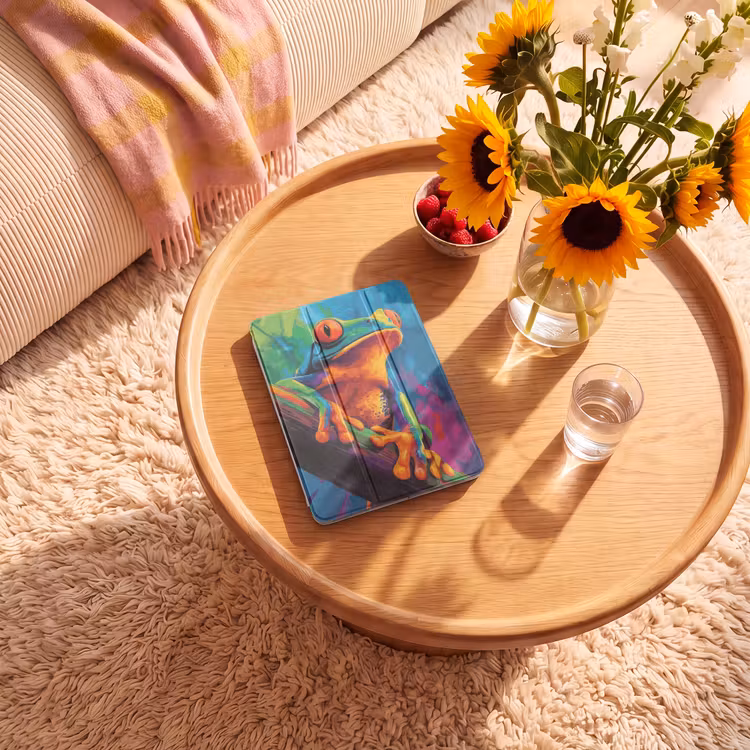 iPad-Hülle - Frosch - Leuchtend bunt - Zweig - Regenbogen — 2