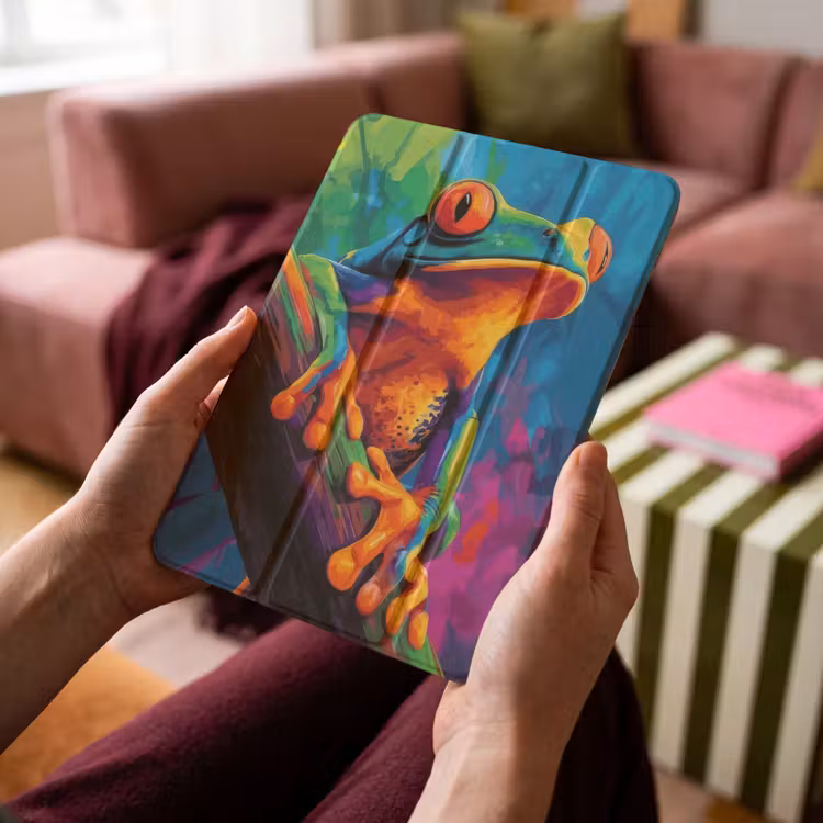 iPad-Hülle - Frosch - Leuchtend bunt - Zweig - Regenbogen — 4