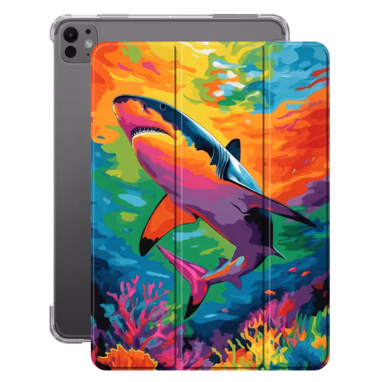 iPad-Hülle - Hai - Korallenriff - Abstrakt - Farbenfroh — 1