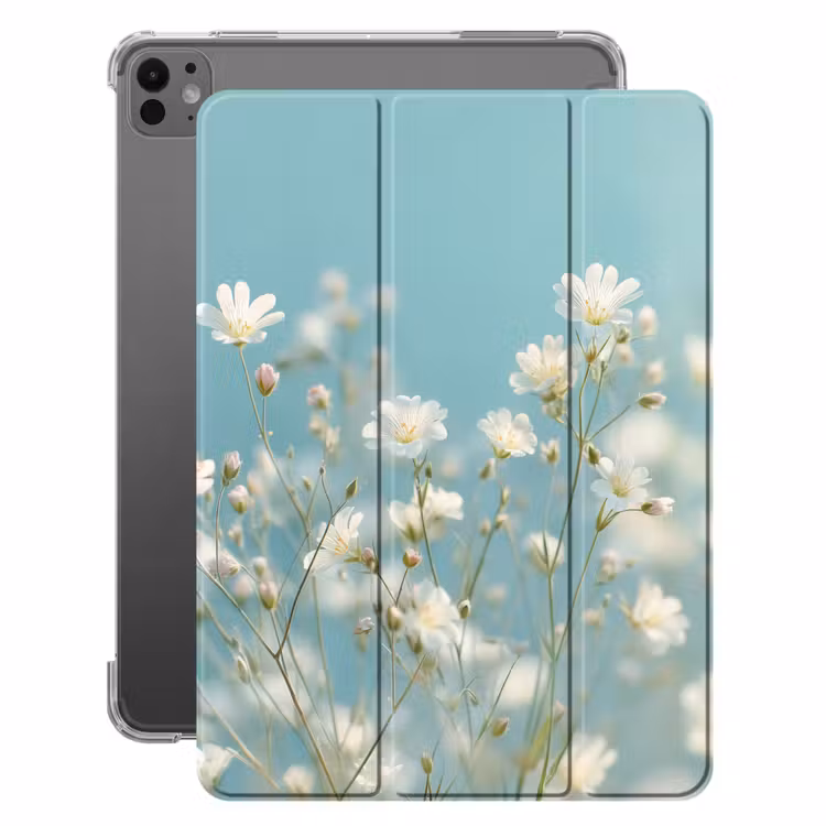 iPad-Hülle - Stengels - Bloemen - Lucht - Wit — 1
