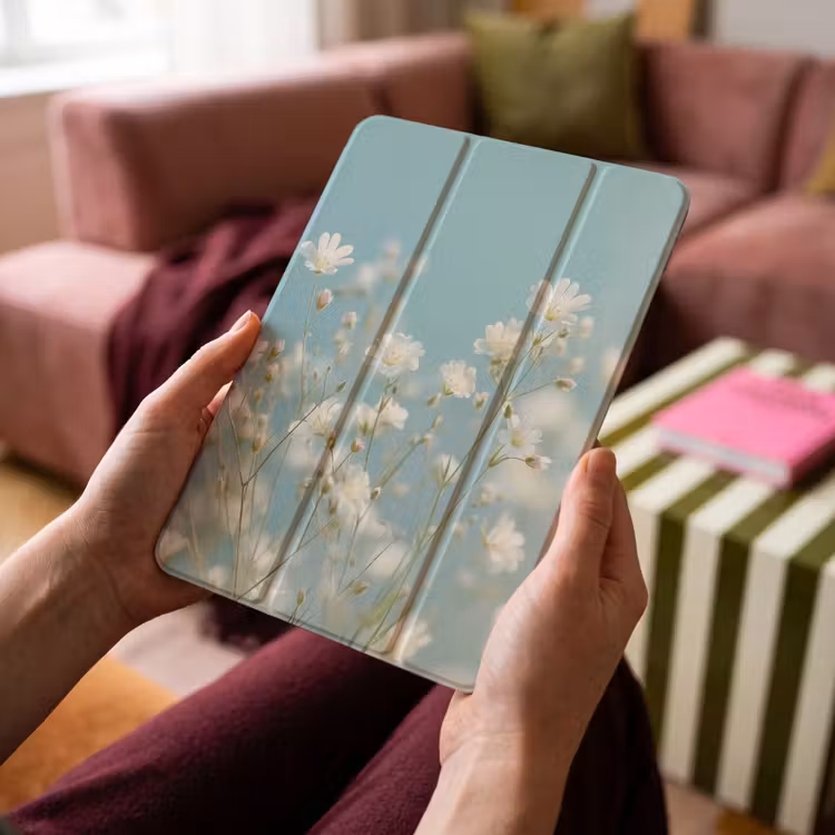 iPad-Hülle - Stengels - Bloemen - Lucht - Wit — 4