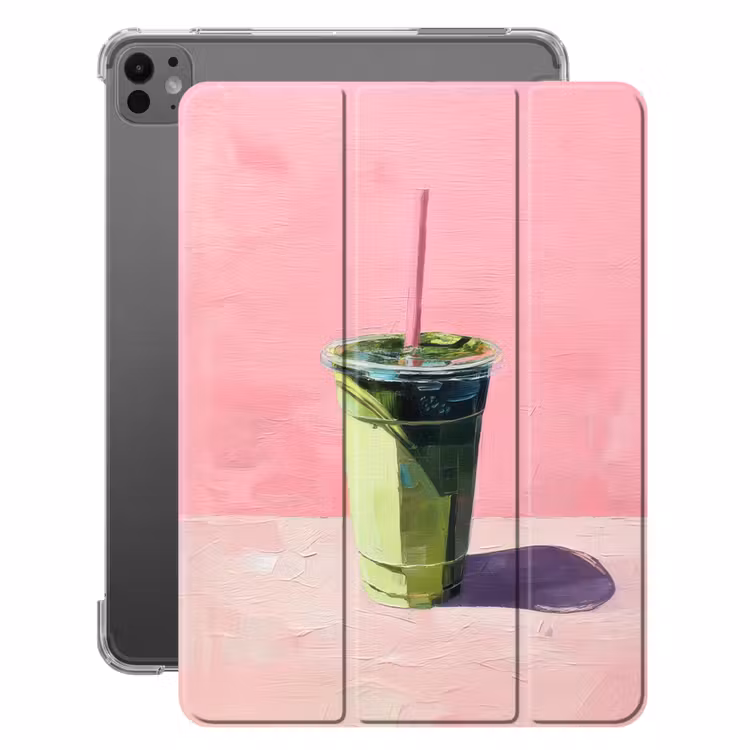 iPad-Hülle - Becher - Strohhalm - Minimalistisch - Grün — 1