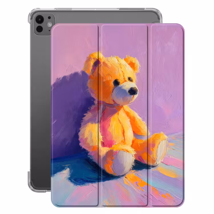 iPad-Hülle - Teddybär - Schatten - Pinselstriche - Lila — 1