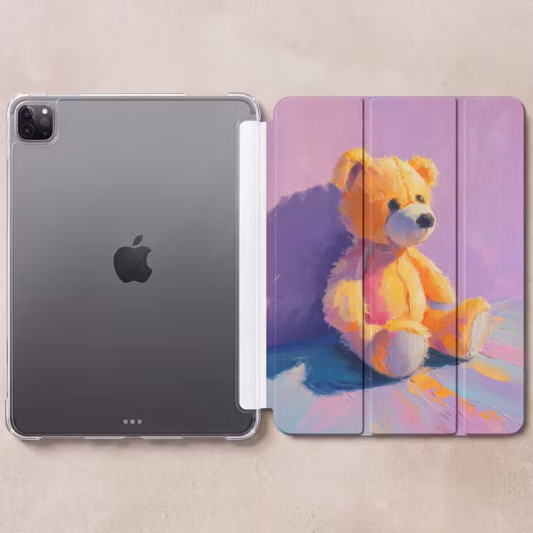 iPad-Hülle - Teddybär - Schatten - Pinselstriche - Lila — 6