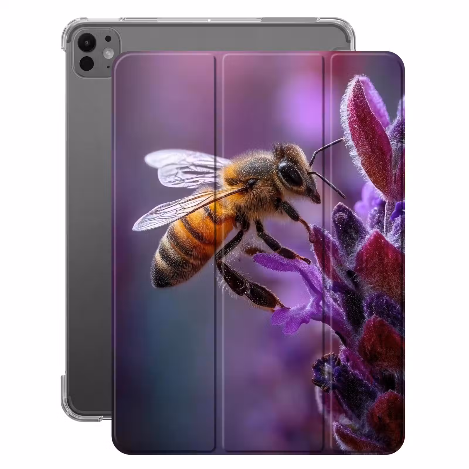 iPad-Hülle - Honigbiene - Lila Blumen - Details — 1