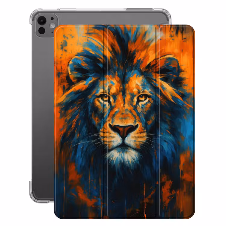 iPad-Hülle - Gemälde - Löwenkopf - Orange — 1