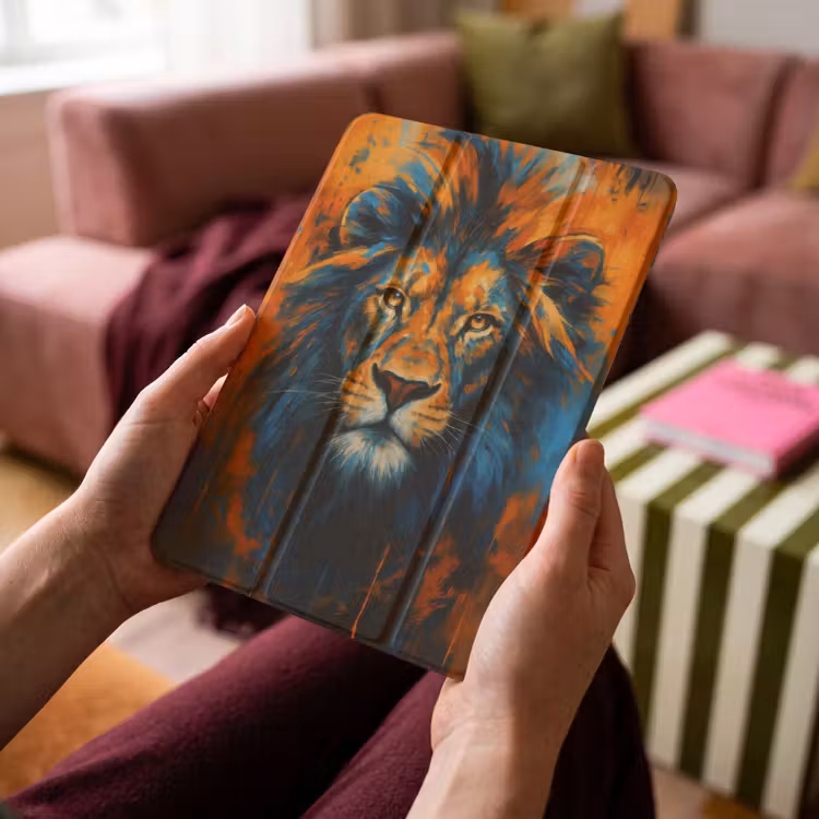 iPad-Hülle - Gemälde - Löwenkopf - Orange — 4