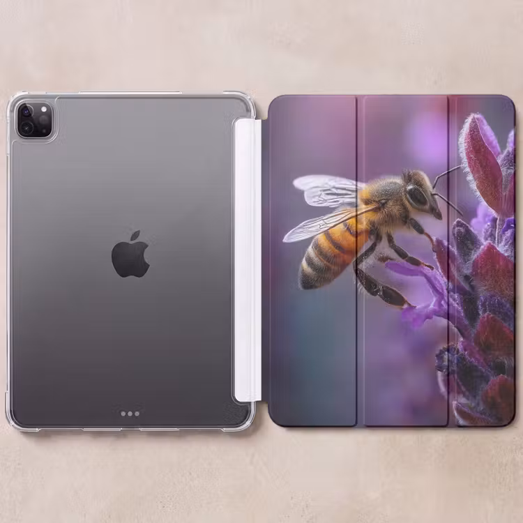 iPad-Hülle - Honigbiene - Lila Blumen - Details — 6