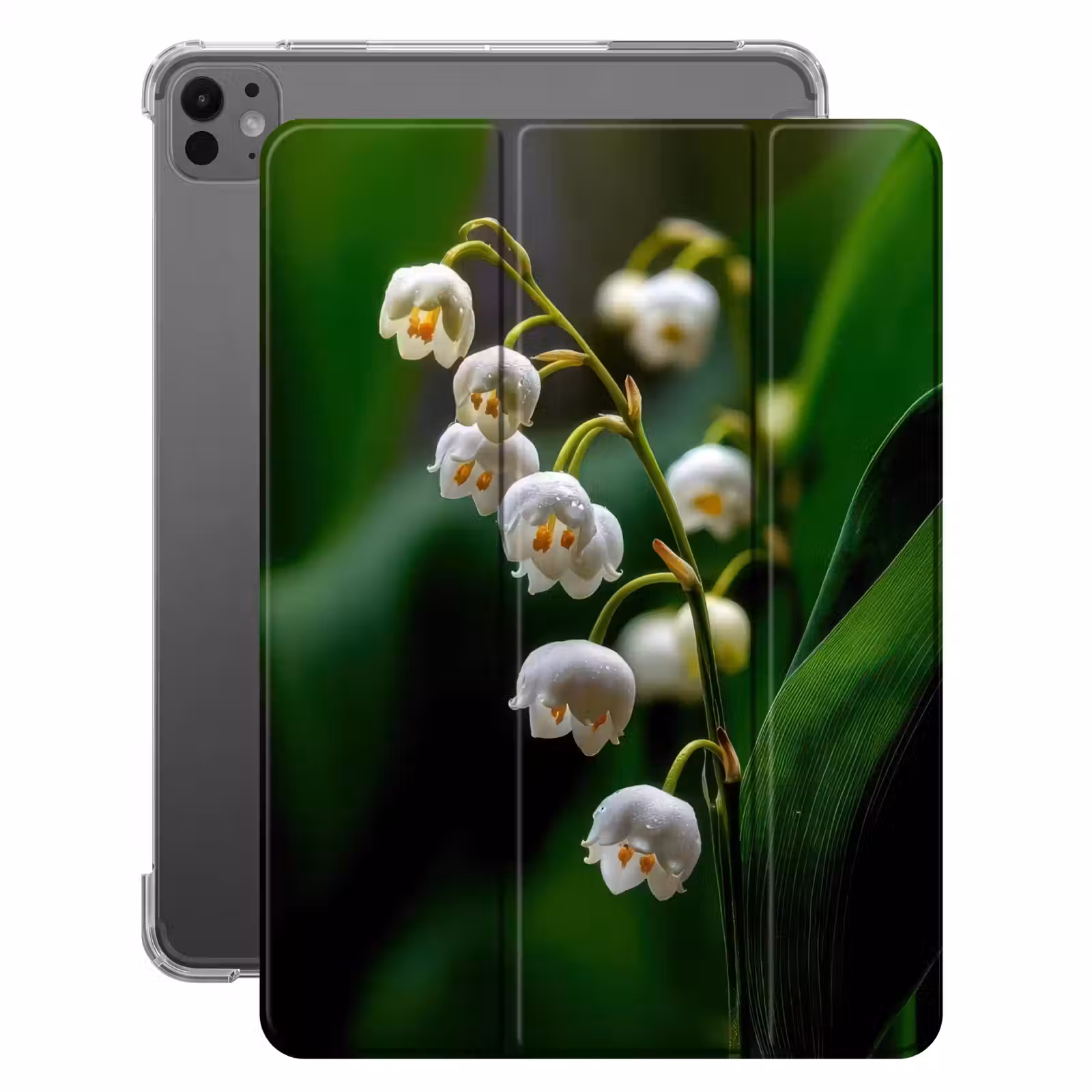 iPad-Hülle - Blumen - weiß - Blätter - Lilien — 1
