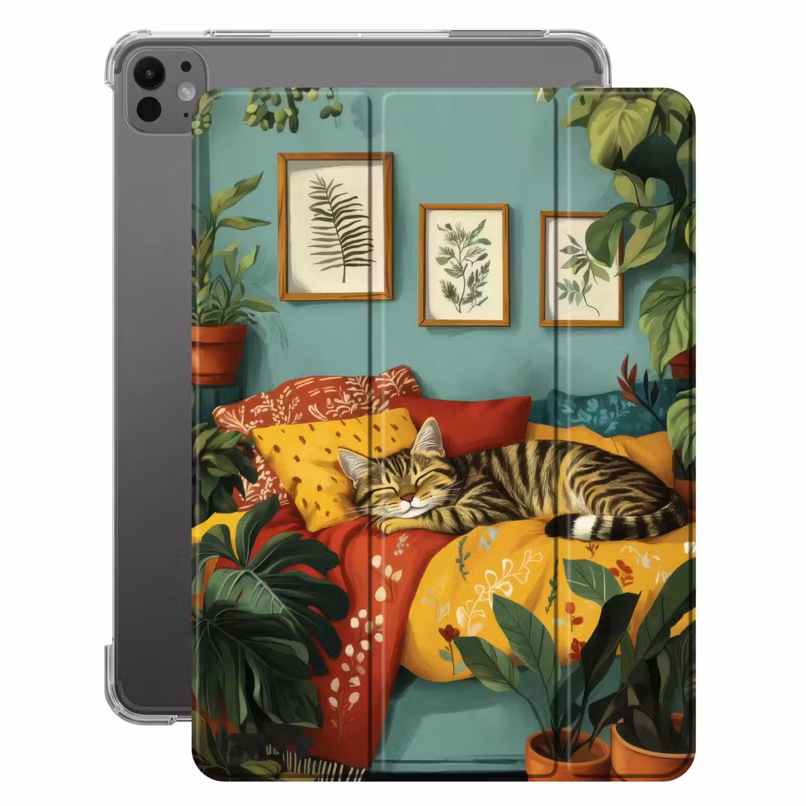 iPad-Hülle - Katze - Pflanzen - Grün — 1