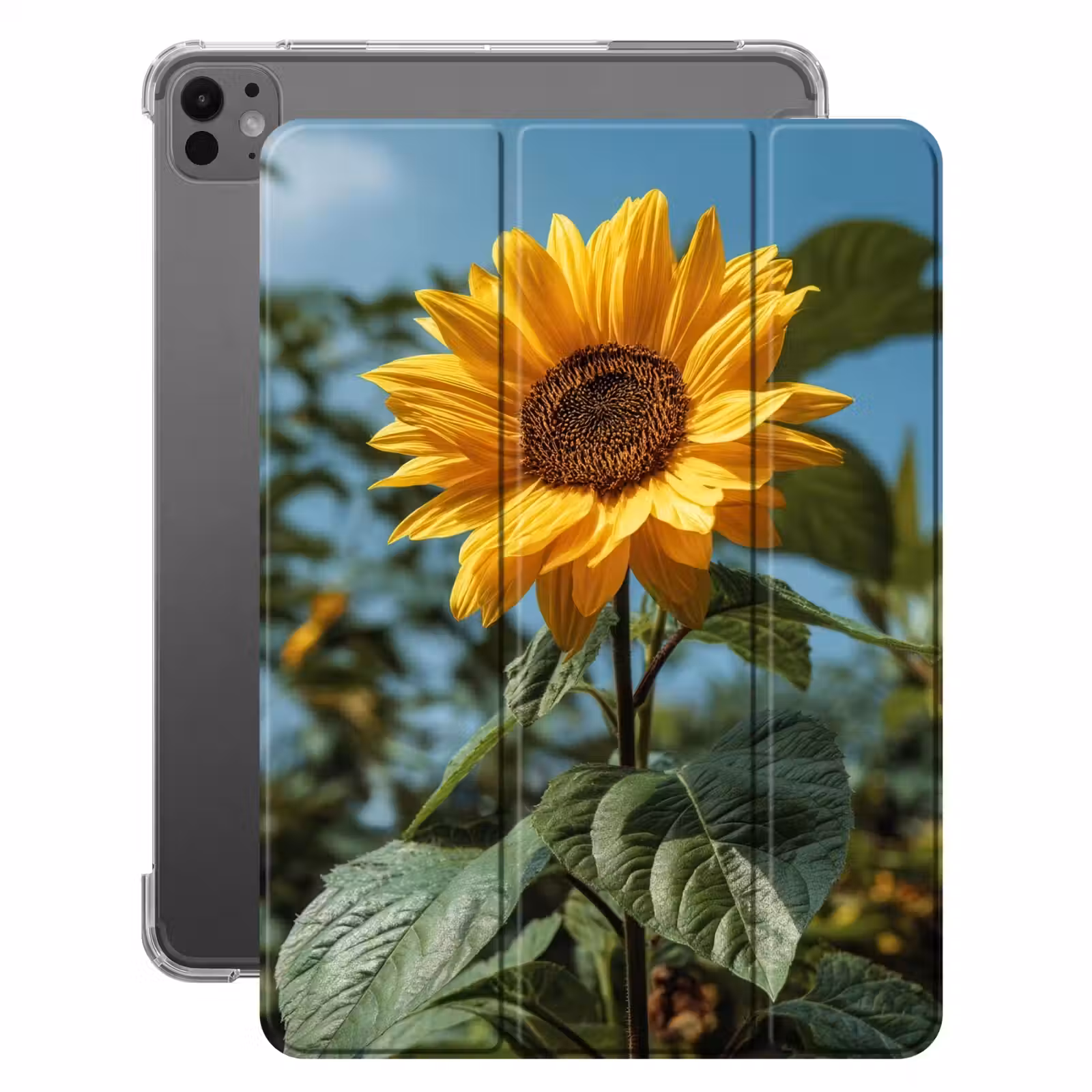 iPad-Hülle - Sonnenblumen - Strahlend blauer Himmel - Gras — 1