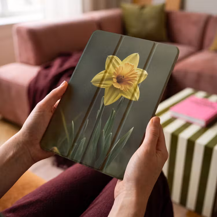 iPad-Hülle - Blume - Narzisse - Gras - Gelb — 4