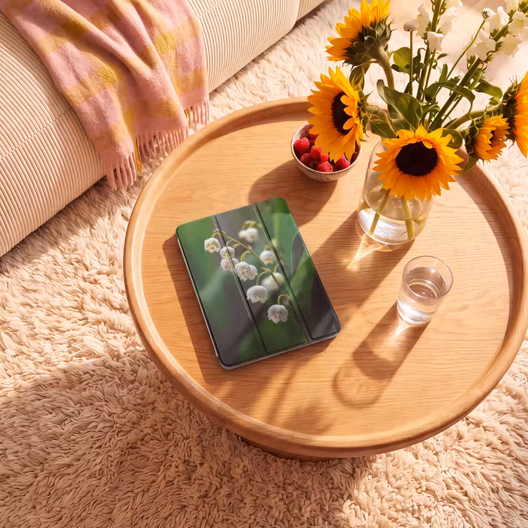 iPad-Hülle - Blumen - weiß - Blätter - Lilien — 2