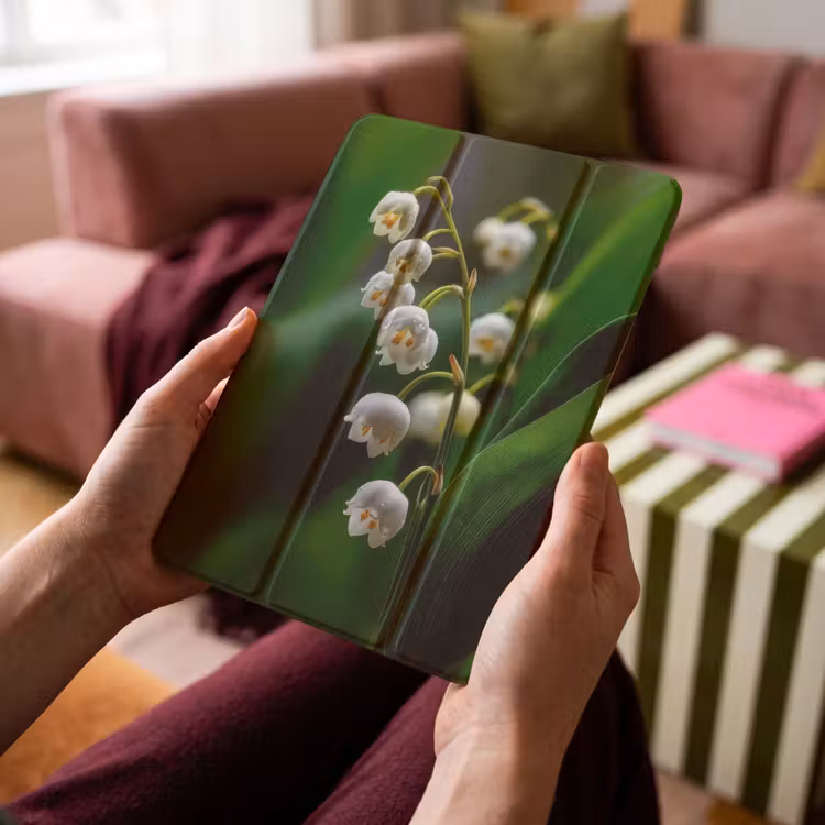 iPad-Hülle - Blumen - weiß - Blätter - Lilien — 4