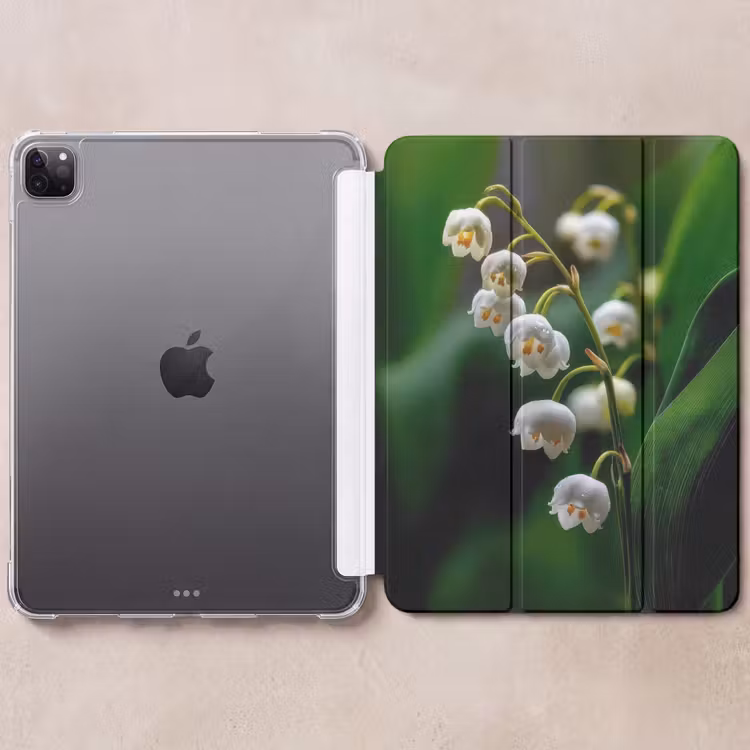 iPad-Hülle - Blumen - weiß - Blätter - Lilien — 6