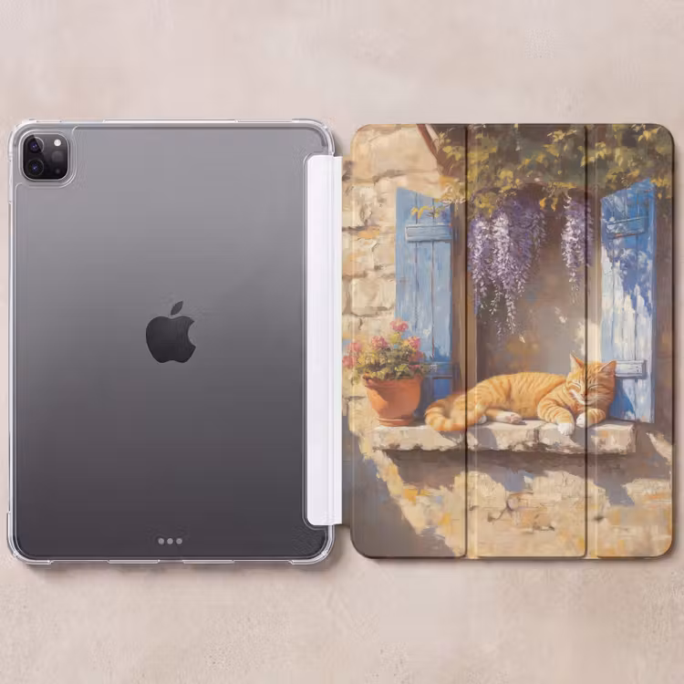 iPad-Hülle - Katze - Fensterbank aus Stein - Blumen — 6