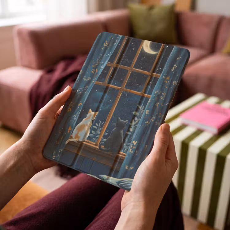 iPad-Hülle - Katze - Sternenhimmel - Blau — 4