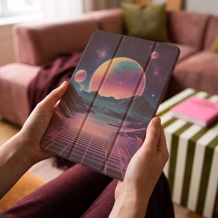 iPad-Hülle - Landschaft - Planeten - Horizont - Violett — 4